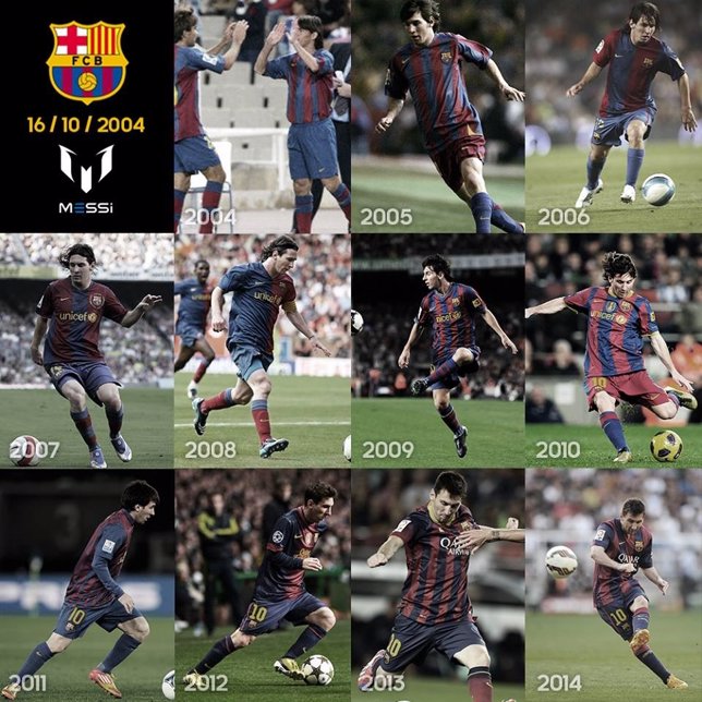 Leo Messi celebra su diez años en el Barcelona