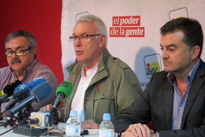 Cayo Lara, en el centro, junto a Luis Segura y Antonio Maíllo.