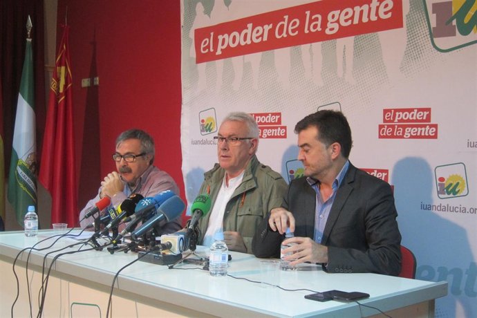 Cayo Lara, en el centro, junto a Luis Segura y Antono Maíllo.