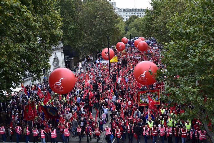 Manifestación de los sindicatos en Londres