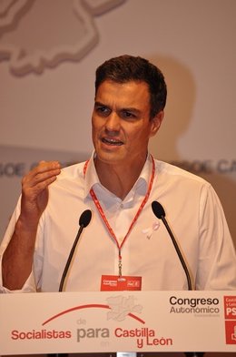 Pedro Sánchez, en el Congreso del PSCyL en Valladolid. 