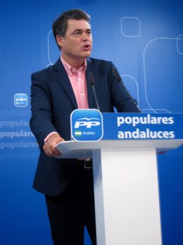 Carlos Rojas en rueda de prensa en el PP-A este martes