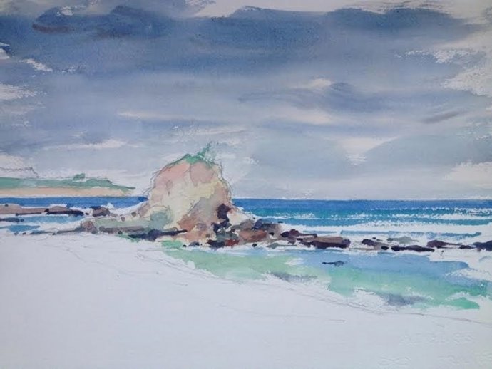 Acuarela de la playa del Camello