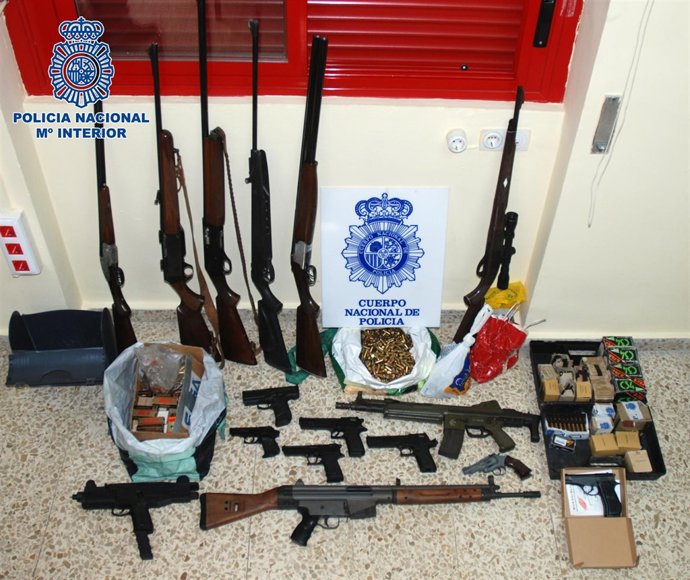 Armas incautadas por la Policía Nacional