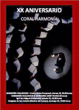 Cartel anunciador del XX aniversario de Coral Harmonía de Valladolid.