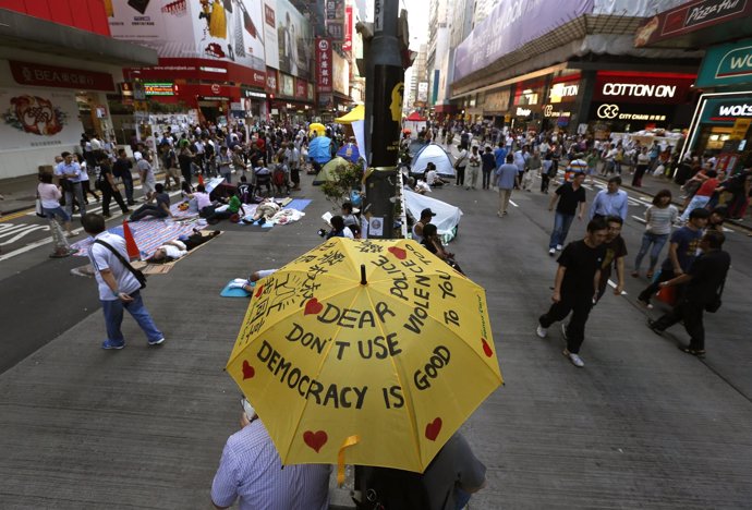 Manifestantes en Hong Kong