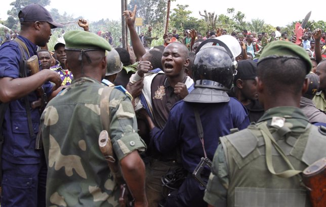 Manifestantes en Beni, en República Democrática del Congo.