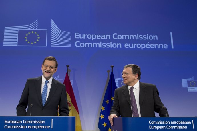 Rajoy y Barroso en la Comisión Europea