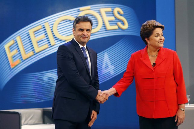 Presidential candidates Neves of Brazilian Social Democratic Party and Rousseff 