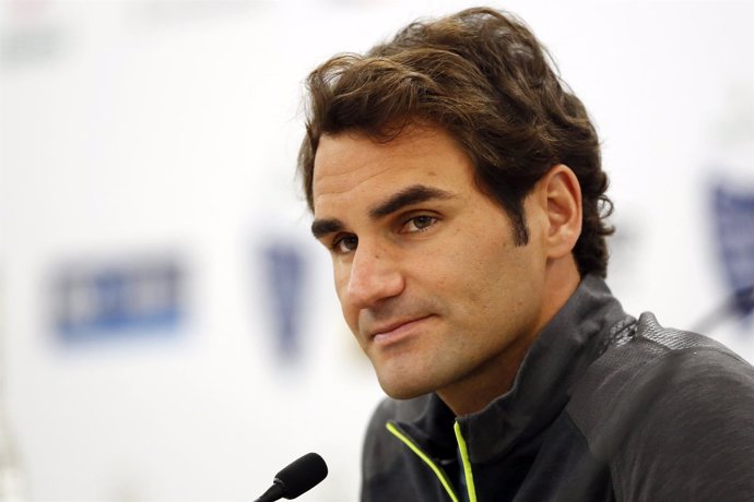 El tenista suizo Roger Federer en rueda de prensa