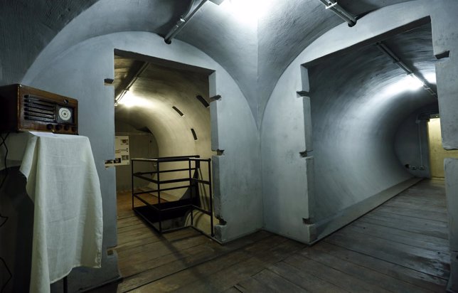 A passageway is pictured inside a secret bunker of Fascist leader Benito Mussoli
