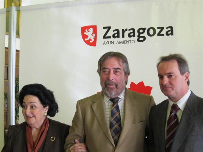 Montserrat CAballé, Belloch y Eduardo Villarroya