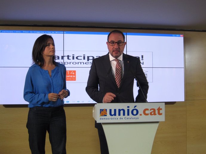 El secretario general de UDC, Ramon Espadaler, y Marta Surroca