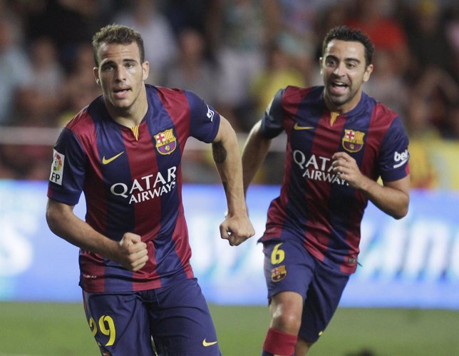 Sandro celebra el gol de la victoria ante el Villarreal