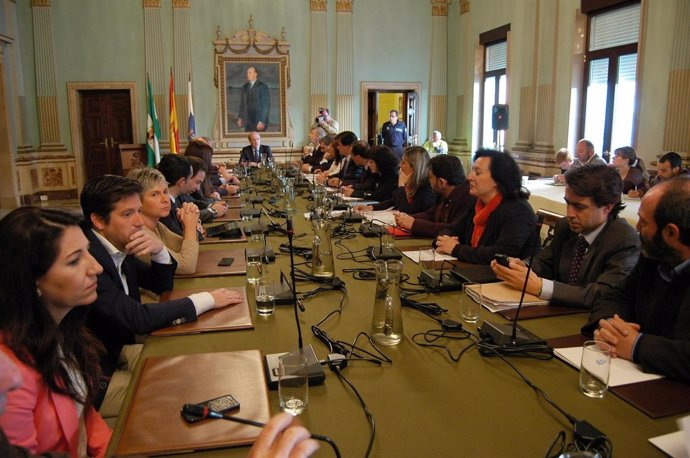 El pleno del Ayuntamiento de Huelva en sesión extraordinaria. 