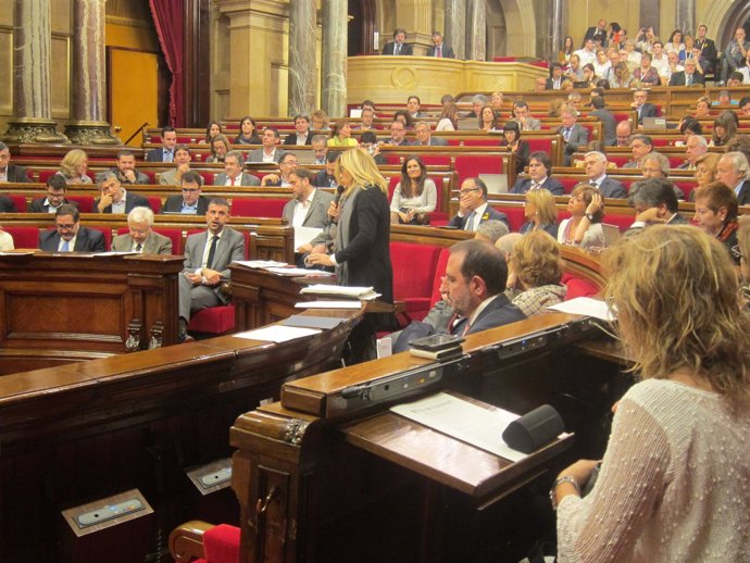 La vicepresidenta de la Generalitat, Joana Ortega, habla en el Parlament