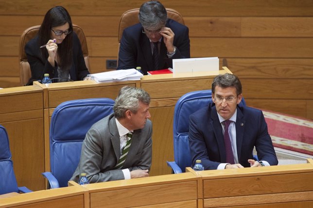 Feijóo y Rueda en el pleno del Parlamento gallego