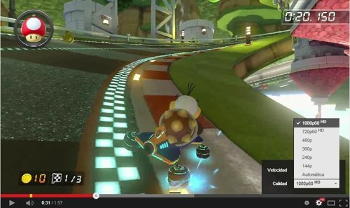 Mario Kart 8 en YouTube a 60fps