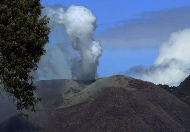 Smoke rises from the Turrialba volcano in Turriaba, west of San Jose