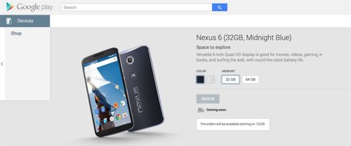Preventa de Nexus 6