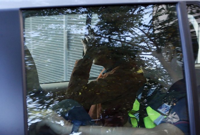 Oleguer Pujol en un coche de la Policía