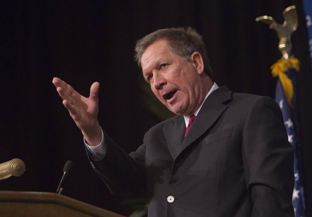 Ohio Governor Kasich speaks at a luncheon during the Republican Jewish Coalition