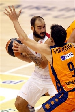 Spanoulis en el partido ante el Valencia Basket