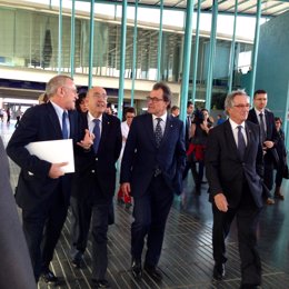 El conseller Boi Ruiz, el presidente catalán Artur Mas y el alcalde Xavier Trias