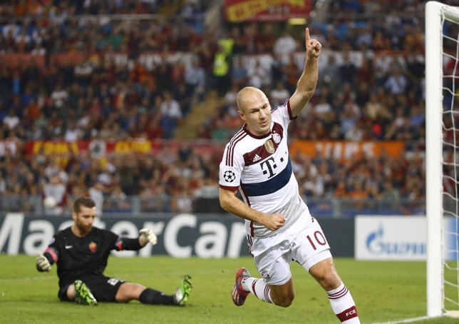 Robben celebra la goleada ante la Roma
