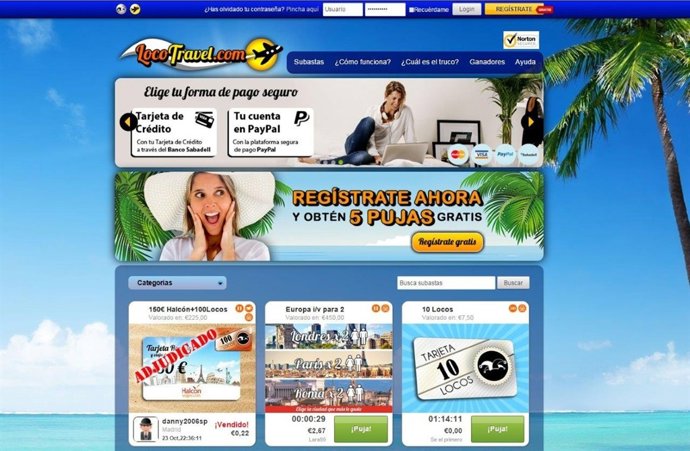 Página web de Locotravel 