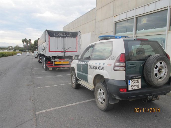 Cargamento de piña interceptado en Huelva.