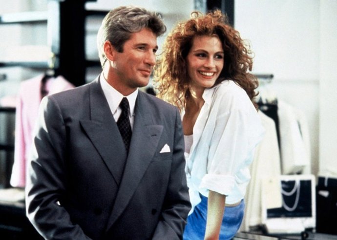 Richard Gere et Julia Roberts dans une une scene du film "Pretty Woman". ETATS U