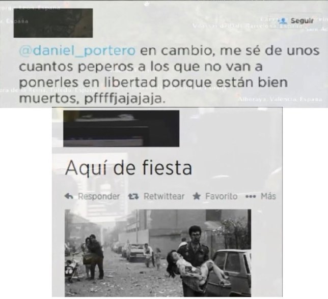 Algunos de los comentarios difundidos por los detenidos en la operación