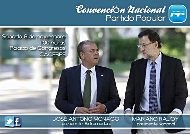 Cartel de la Convención Nacional del PP que se celebrará en Cáceres