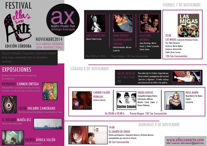 Cartel con la programación de 'Ellas son-Arte'