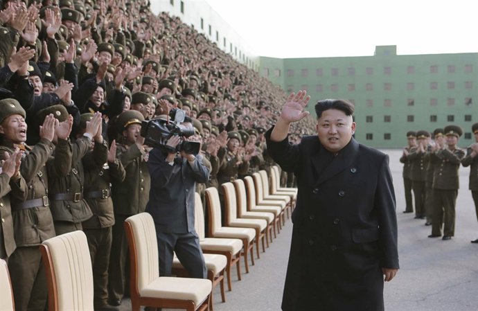 Kim Jong-un en un acto público grabado por la televisión norcoreana.