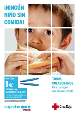 Cartel ¡Ningún niño sin comida!, de Caprabo y Cruz Roja