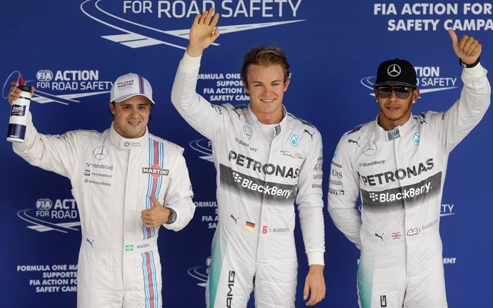Nico Rosberg, Lewis Hamilton y Felipe Massa