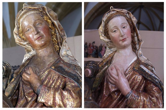 Retablo de la Virgen de Belén antes y después de la restauración
