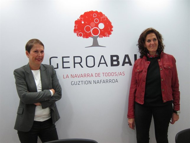 Barkos y Gómez en la presentación del nuevo logo de Geroa Bai