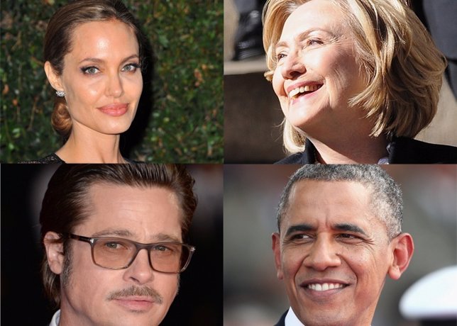 ANGELINA JOLIE, BRAD PITT, OBAMA Y HILLARY CLINTON 