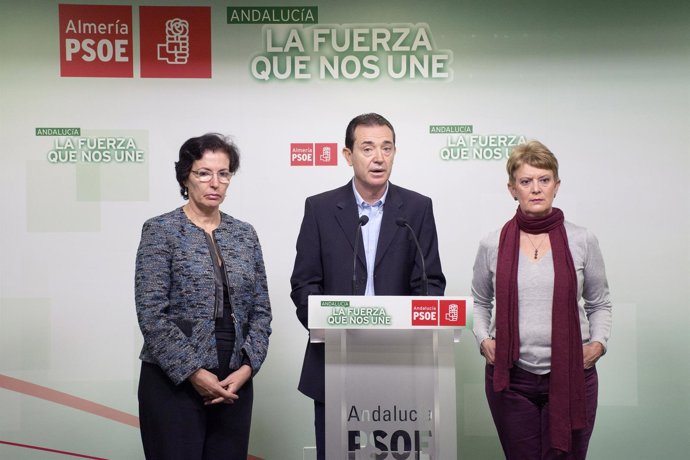 Pérez Navas, junto a Gracia Fernández y Consuelo Rumí, en rueda de prensa