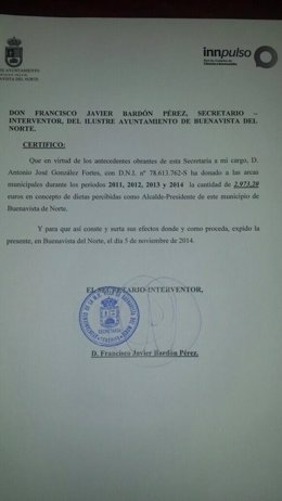Certificado de Antonio González