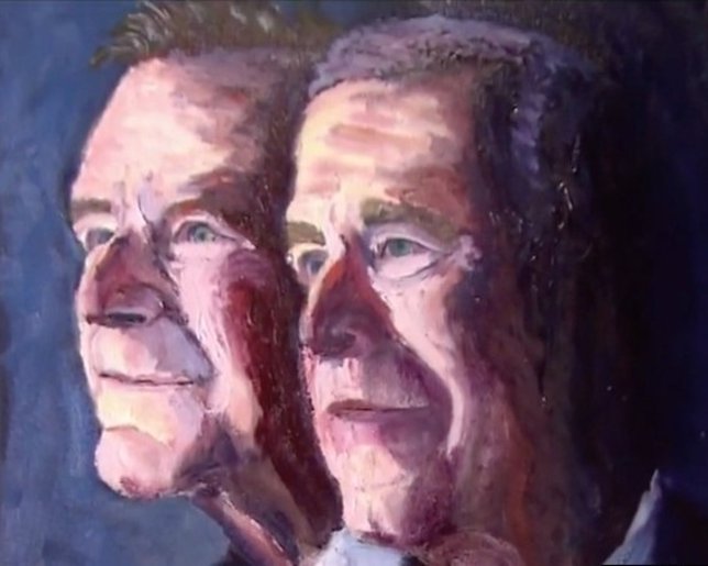 Cuadro pintado por George Bush hijo con su padre
