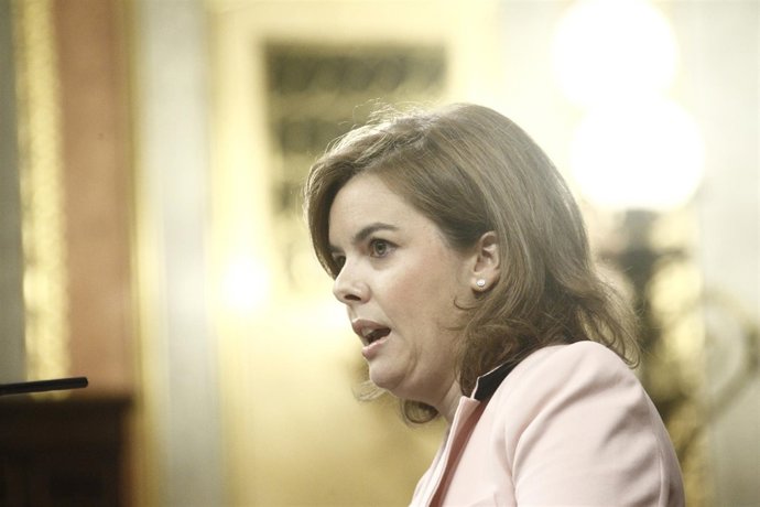 Soraya Sáenz de Santamaría, en la tribuna del hemiciclo