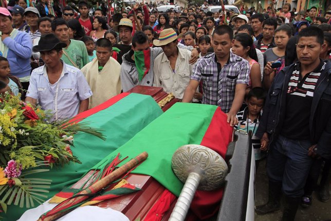Thousands of indigenous people attend the funeral of  Coicue and Tumina, indigen