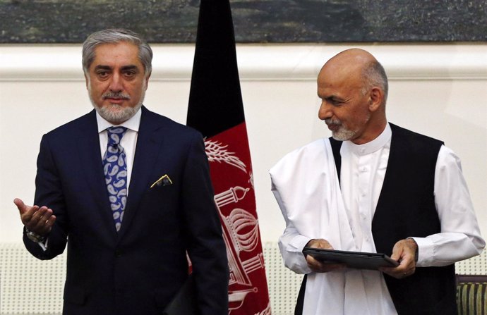Abdullah junto al recién proclamado presidente de afganistán  Ashraf  Ghani 