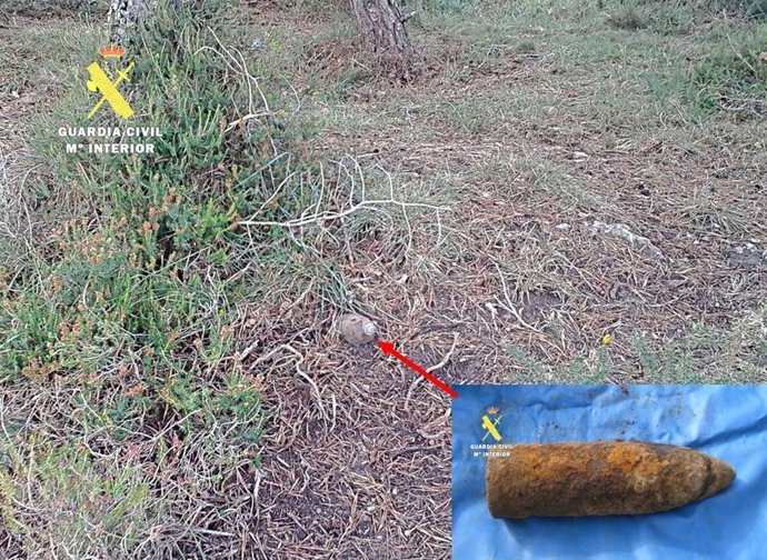 Imagen del proyectil de artillería encontrado en Las Merindades (Burgos)