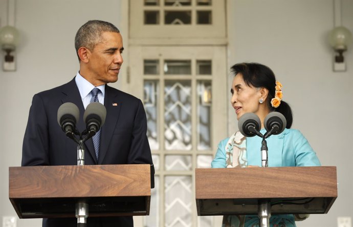 El presidente estadounidense, Barack Obama, y la opositora birmana Suu Kyi