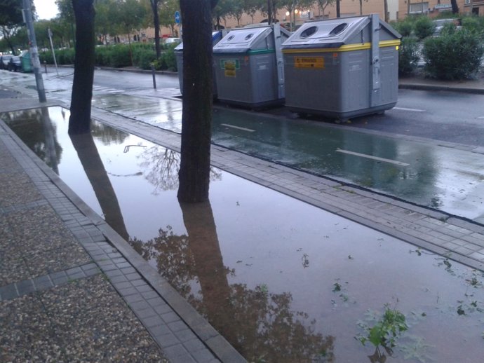 Lluvia caída en una calle de Sevilla